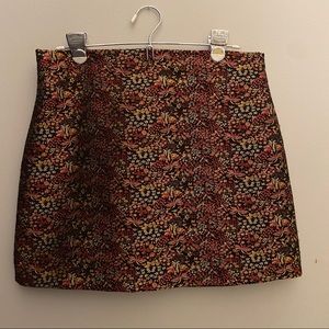 Silk floral mini skirt